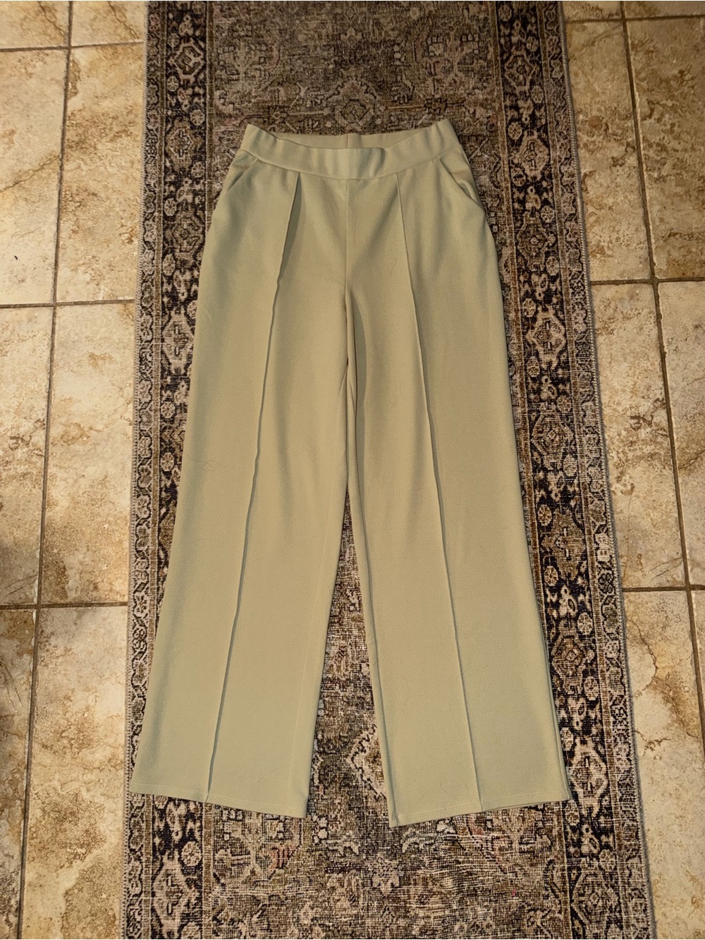 H&M Wide-Leg High-Rise Pants in Light Sage